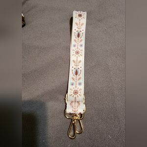 Embroidered Ivory Floral Adjustable Strap with Gold Hardware